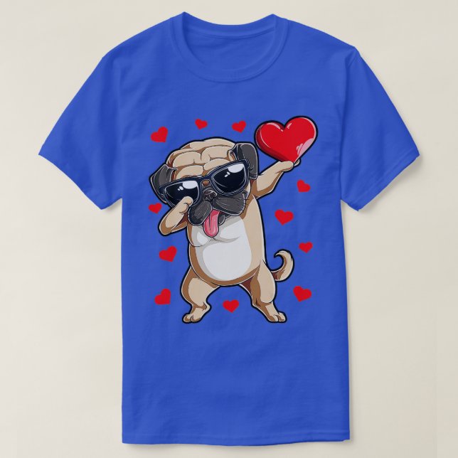 Dabbing Pug Heart Valentines Day Boys Kids Love Do T-Shirt (Design Front)