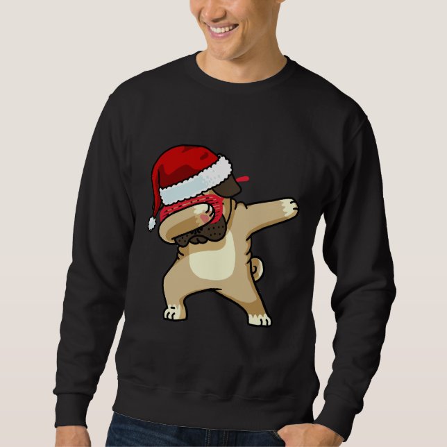 Dabbing Pug Shirt Cute Pug Dab Shirt Christmas Pug (Front)