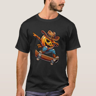 Dabbing Pumpkin Jack O Lantern Cowboy Skateboard H T-Shirt