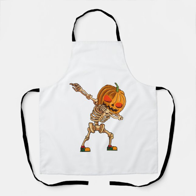 Dabbing Pumpkin - Scary Skeleton Costume - Funny H Apron (Front)
