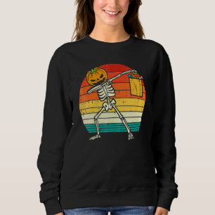 Dabbing Pumpkin Skeleton Candy Retro Toddler Boys  Sweatshirt