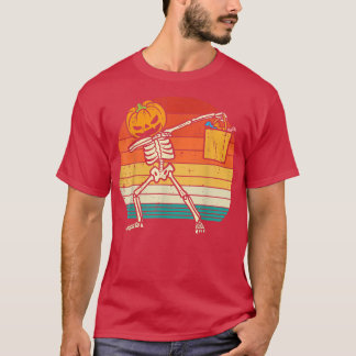 Dabbing Pumpkin Skeleton Candy Retro Toddler Boys  T-Shirt