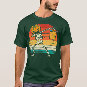Dabbing Pumpkin Skeleton Candy Retro Toddler Boys T-Shirt