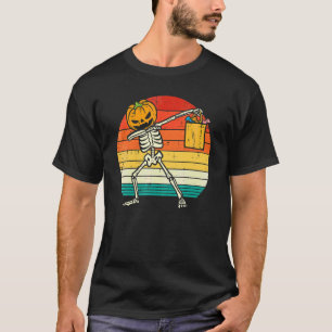 Dabbing Pumpkin Skeleton Candy Retro Toddler Boys T-Shirt