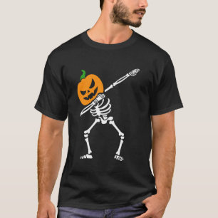 Dabbing Pumpkin Skeleton Scary Pumpkin Funny Hallo T-Shirt