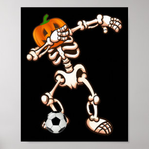 Dabbing Pumpkin Skeleton Soccer Halloween Costume  Poster