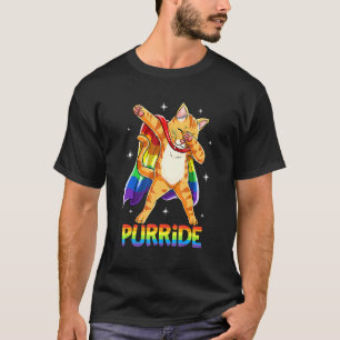 Dabbing Purride Cat Gay Pride Lgbt Rainbow Flag  D T-Shirt