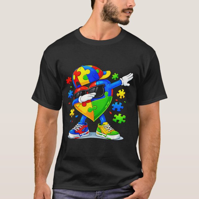 Dabbing puzzle autism awareness funny  T-Shirt (Front)