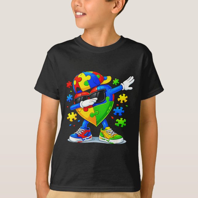 Dabbing puzzle autism awareness funny  T-Shirt (Front)