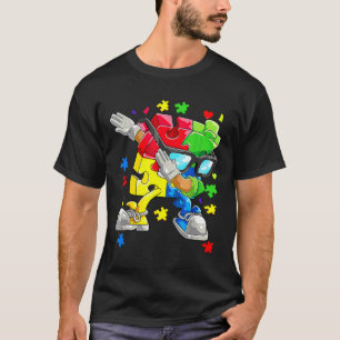 Dabbing Puzzle Piece Sunglasses Autism Awareness B T-Shirt