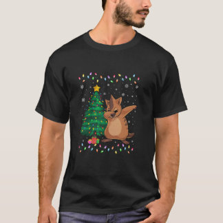 Dabbing Quokka Xmas Tree Lights Ugly Christmas Swe T-Shirt