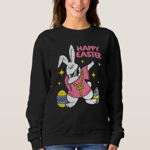 Dabbing Rabbit Easter Day Bunny Hunting Eggs Boys Sweatshirt