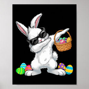 Dabbing Rabbit Easter Day Eggs Bysket Boys Kids Ea Poster