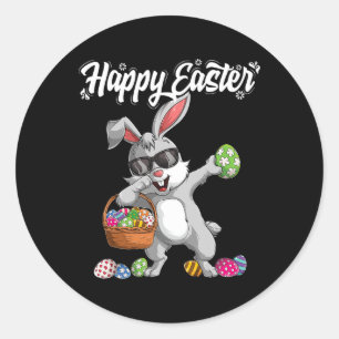 Dabbing Rabbit Easter Day Eggs Dab Boys Girls Kid Classic Round Sticker
