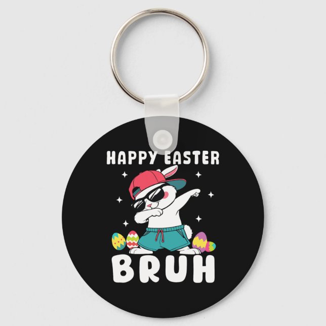 Dabbing Rabbit Easter Day Eggs Dab Boys Girls Kid  Key Ring (Front)