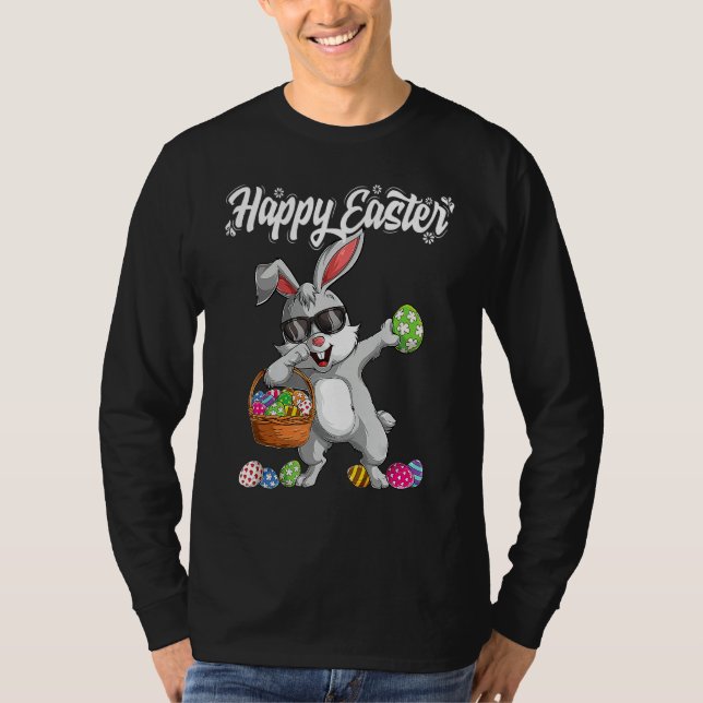 Dabbing Rabbit Easter Day Eggs Dab Boys Girls T-Shirt (Front)