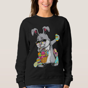 Dabbing Rabbit Easter Egg Hunting Basket Happy Eas Sweatshirt