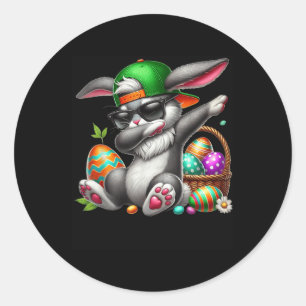 Dabbing Rabbit Easter Eggs Dab Boys Girls Kids Bun Classic Round Sticker