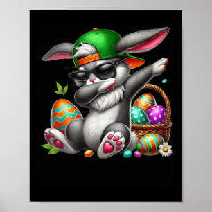 Dabbing Rabbit Easter Eggs Dab Boys Girls Kids Bun Poster