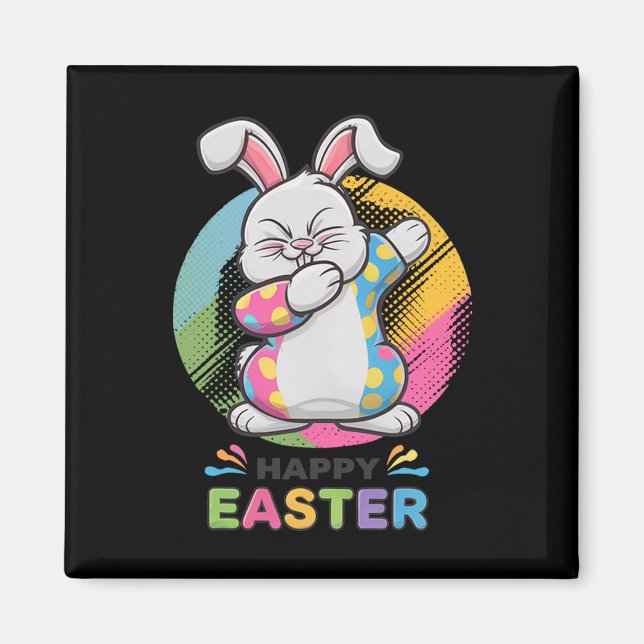 Dabbing Rabbit Happy Easter Day Bunny Eggs Dab Boy Magnet (Front)