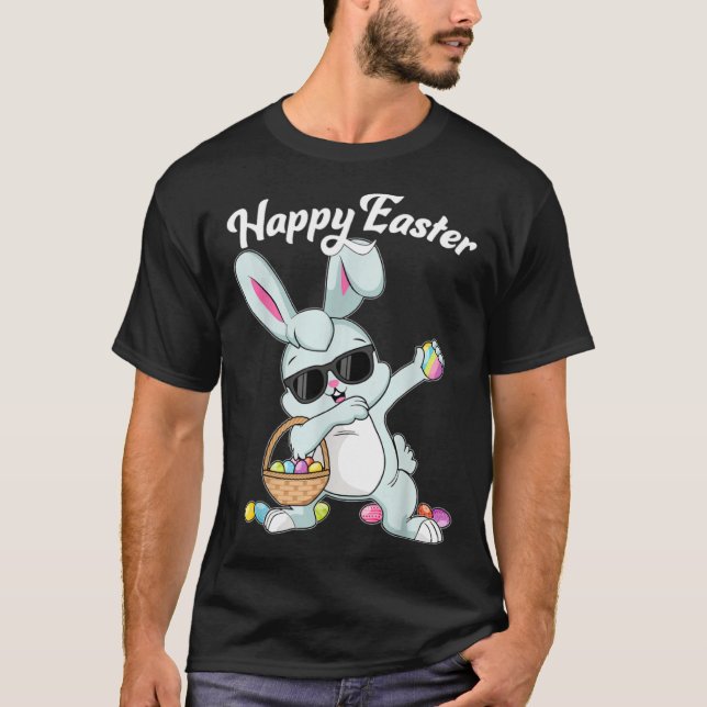 Dabbing Rabbit Happy Easter Day Eggs Dab Boys Girl T-Shirt (Front)