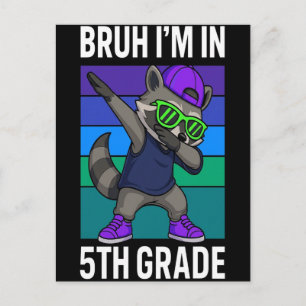 Dabbing racoon 5th grade shirt funny back to scho holiday postcard