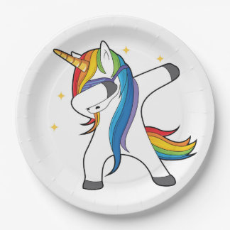Dabbing Rainbow Unicorn Paper Plates