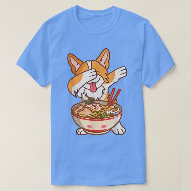 Dabbing Ramen Anime  Funny Noodles Kawaii Dog Japa T-Shirt (Design Front)