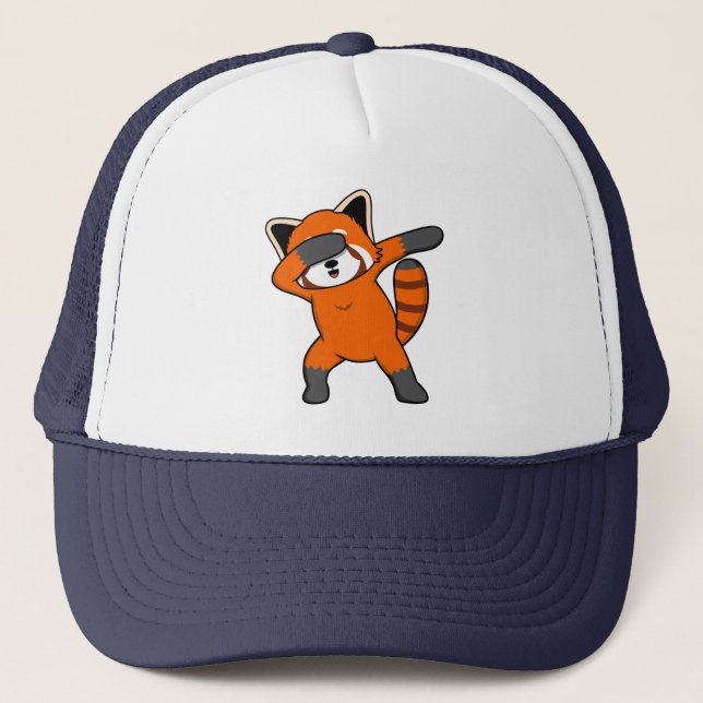 Dabbing Red Panda Cute Pet Animal Pandas Lover Gra Trucker Hat (Front)