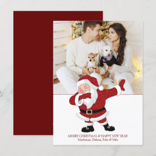 Dabbing Red Santa Claus Fun Holiday XMAS Humour Card