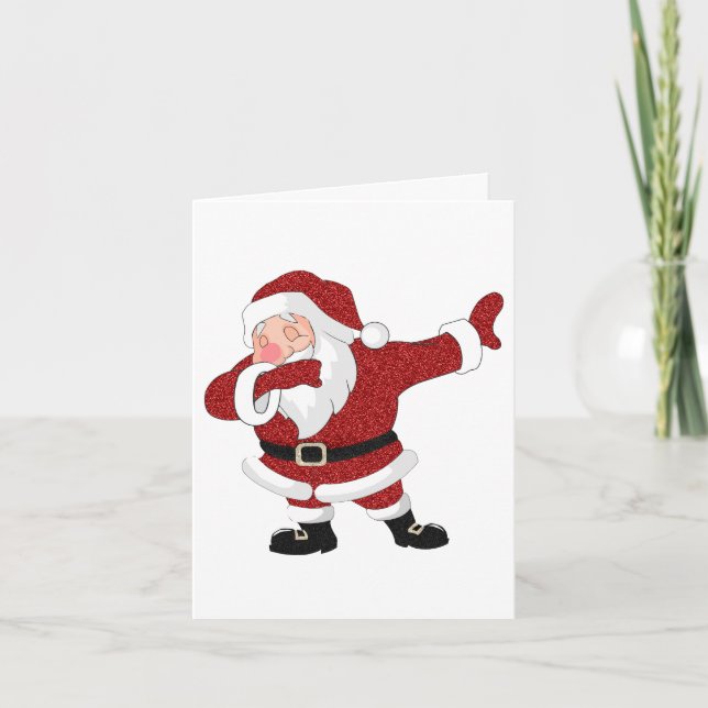 Dabbing Red Santa Claus | Fun Holiday XMAS Humour Card (Front)