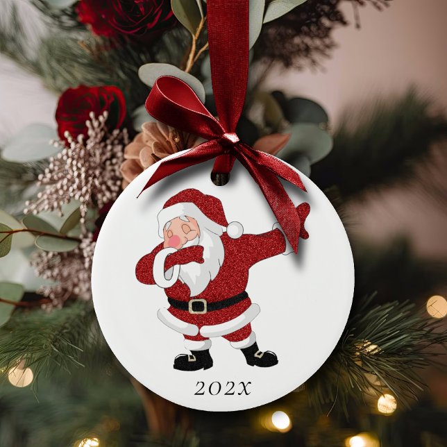Dabbing Red Santa Claus | Fun Holiday XMAS Humour Ceramic Tree Decoration (Creator Uploaded)