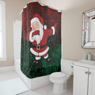 Dabbing Red Santa Claus   Fun Holiday XMAS Humour Shower Curtain