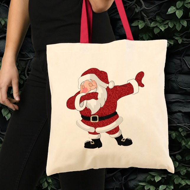 Dabbing Red Santa Claus | Fun Holiday XMAS Humour Tote Bag (Creator Uploaded)