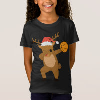 Dabbing reindeer Basketball Santa Christmas