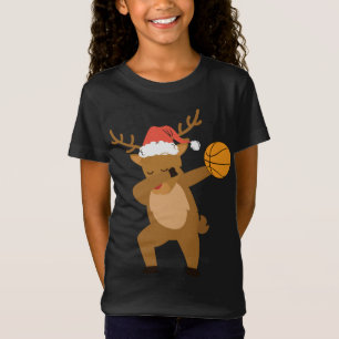 Dabbing reindeer Basketball Santa Christmas T-Shirt