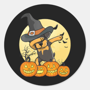 dabbing rottweiler dab dance funny dog halloween classic round sticker