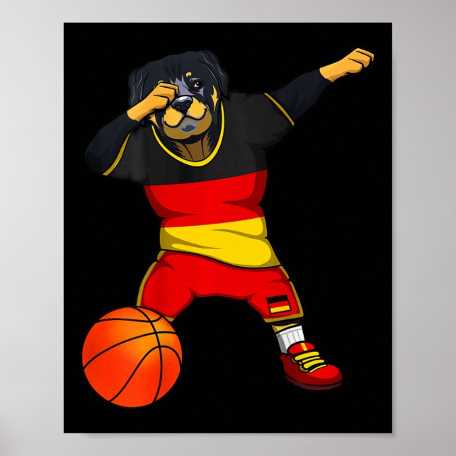 Dabbing Rottweiler Germany Jersey German Sketll Lo Poster (Front)
