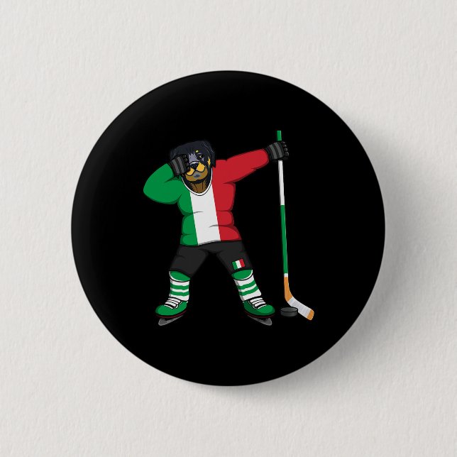 Dabbing Rottweiler Italy Ice Hockey Fans Jersey Wi 6 Cm Round Badge (Front)