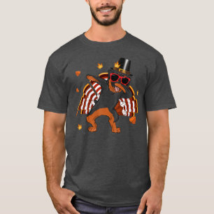 Dabbing Rottweiler Thanksgiving Day Dog Pilgrim Bo T-Shirt