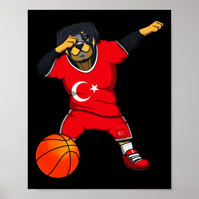 Dabbing Rottweiler Turkey Jersey Turkish Sketll Fa Poster (Front)