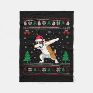 Dabbing Saint Bernard Dog Santa Hat Boys Girls Chr Fleece Blanket