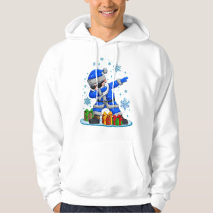Dabbing Santa- Blue & Silver Snowflake Christmas Hoodie