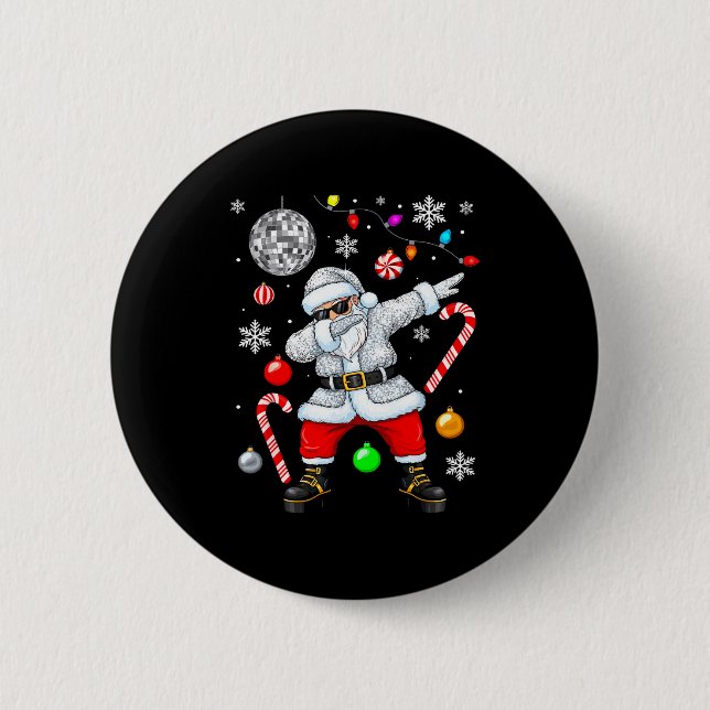 Dabbing Santa Christmas Disco Retro 70s 80s Vibes  6 Cm Round Badge (Front)