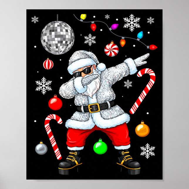 Dabbing Santa Christmas Disco Retro 70s 80s Vibes  Poster (Front)