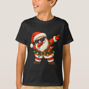 Dabbing Santa Christmas Lights Dab Xmas Girls Boys T-Shirt