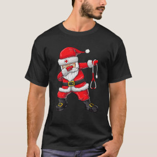 Dabbing Santa Christmas Scrub Tops Women Funny Nur