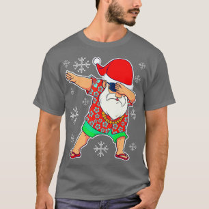 Dabbing Santa Christmas Summer Tropical Hawaiian X T-Shirt