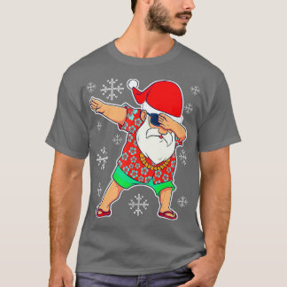 Dabbing Santa Christmas Summer Tropical Hawaiian X T-Shirt