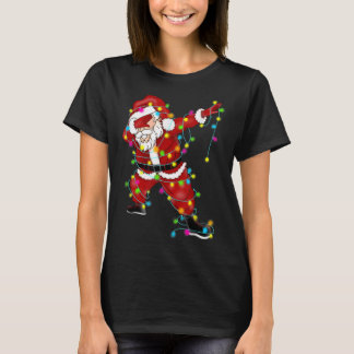 Dabbing Santa Christmas Tree Lights Christmas T-Shirt